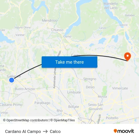 Cardano Al Campo to Calco map