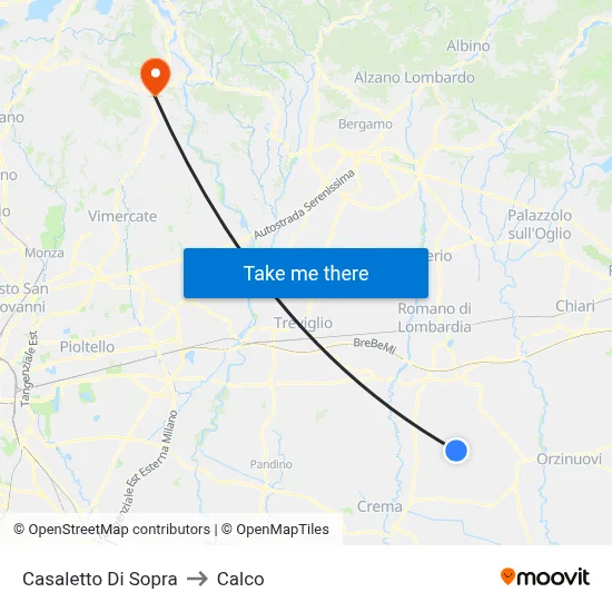 Casaletto di Sopra to Calco map