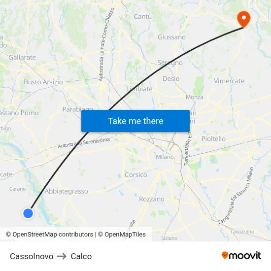 Cassolnovo to Calco map