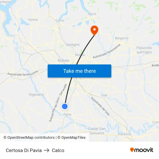 Certosa Di Pavia to Calco map