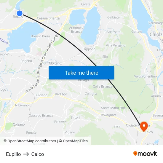 Eupilio to Calco map