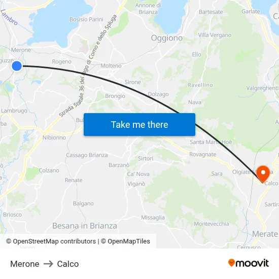 Merone to Calco map