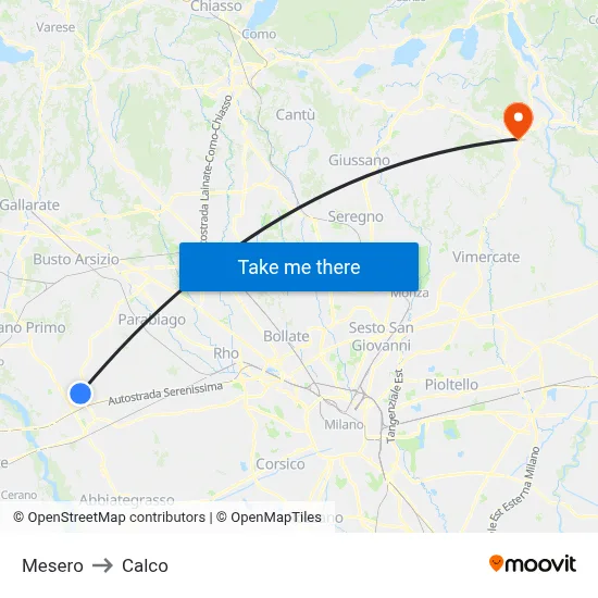 Mesero to Calco map