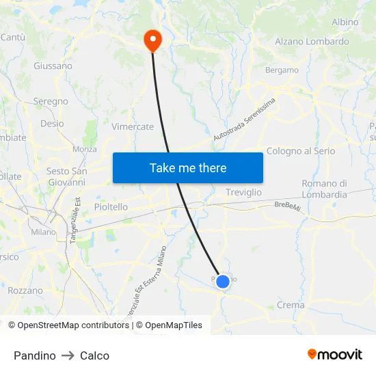 Pandino to Calco map