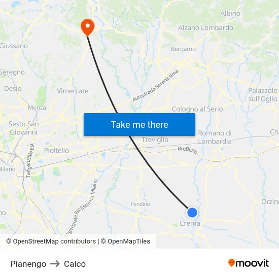 Pianengo to Calco map