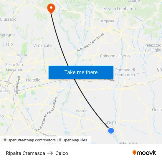Ripalta Cremasca to Calco map
