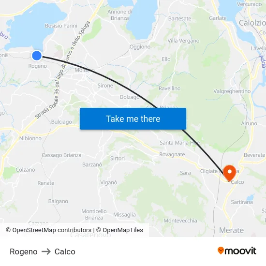 Rogeno to Calco map