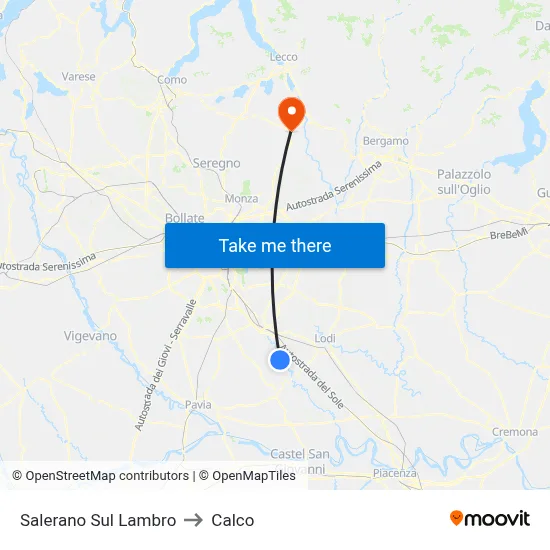 Salerano Sul Lambro to Calco map