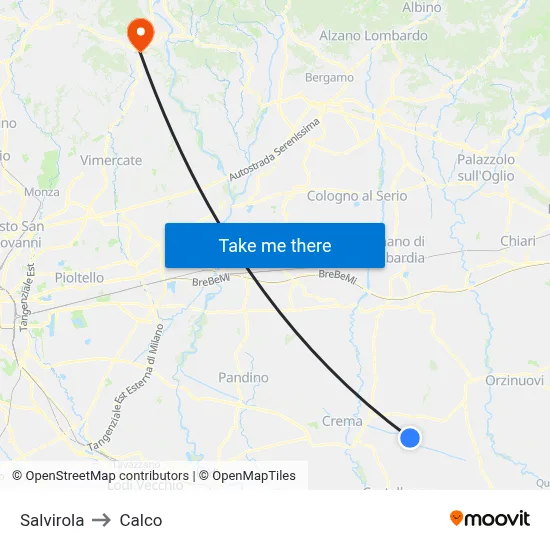 Salvirola to Calco map