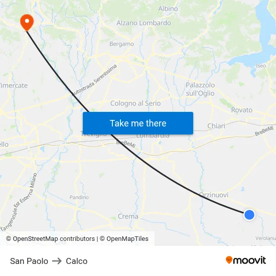 San Paolo to Calco map