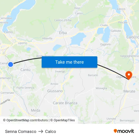 Senna Comasco to Calco map