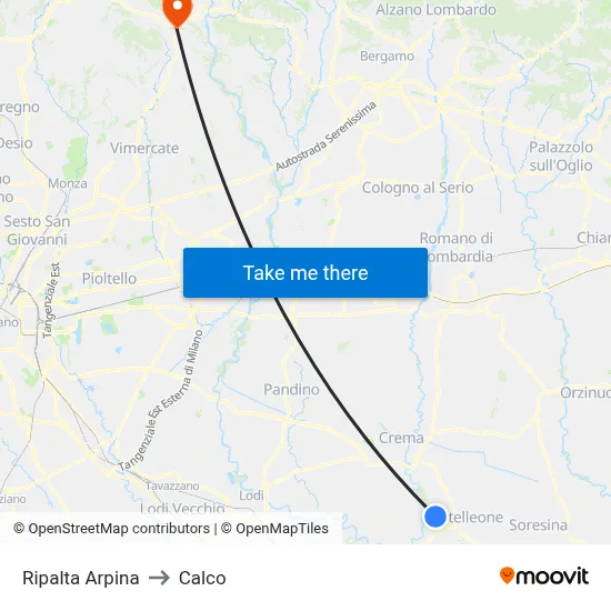 Ripalta Arpina to Calco map