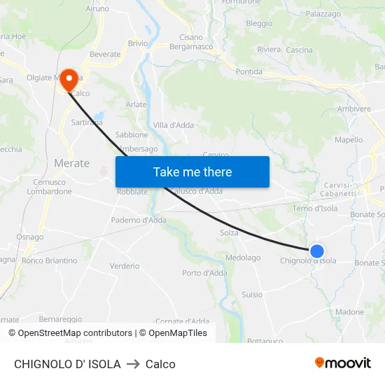 CHIGNOLO D' ISOLA to Calco map