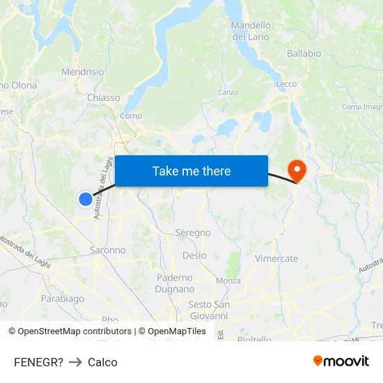Fenegro to Calco map