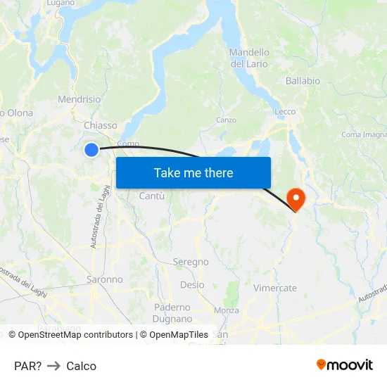 Parre to Calco map
