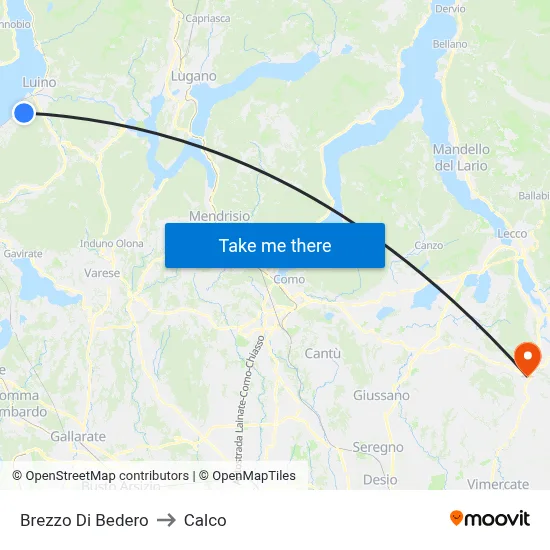 Brezzo Di Bedero to Calco map