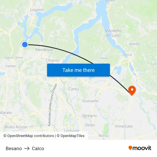 Besano to Calco map