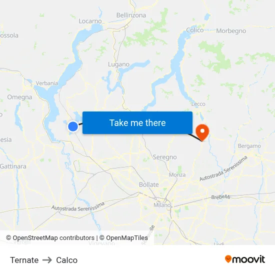 Ternate to Calco map