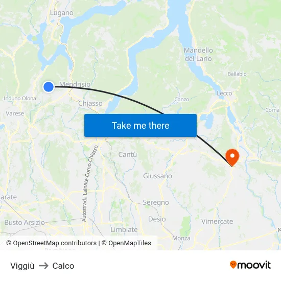 Viggiù to Calco map