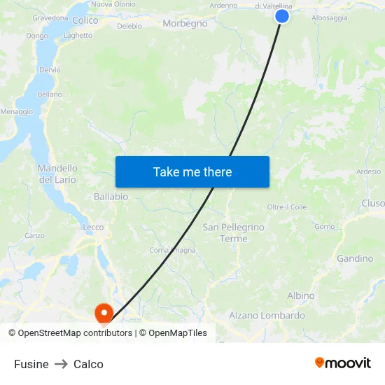 Fusine to Calco map