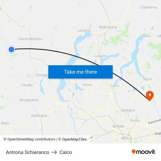 Antrona Schieranco to Calco map