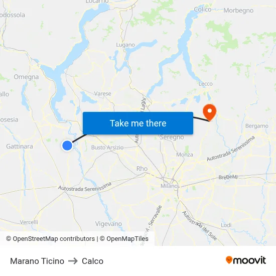 Marano Ticino to Calco map