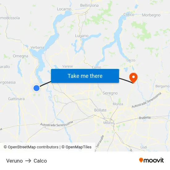 Veruno to Calco map