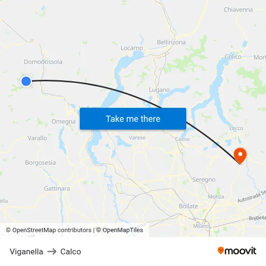 Viganella to Calco map