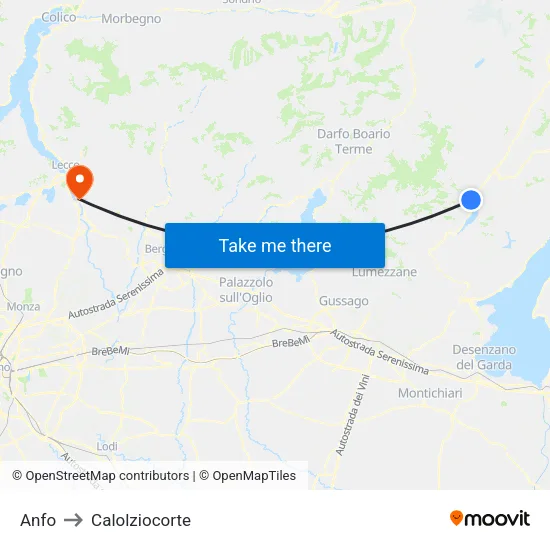 Anfo to Calolziocorte map