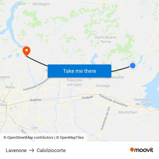 Lavenone to Calolziocorte map
