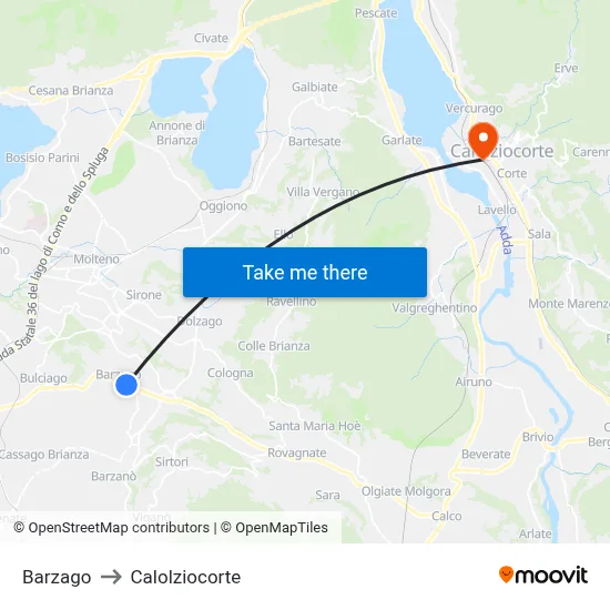 Barzago to Calolziocorte map