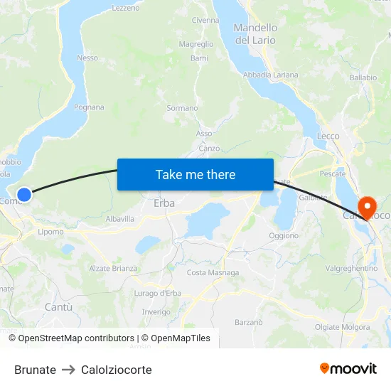 Brunate to Calolziocorte map