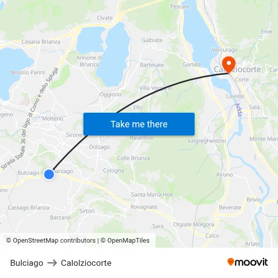 Bulciago to Calolziocorte map
