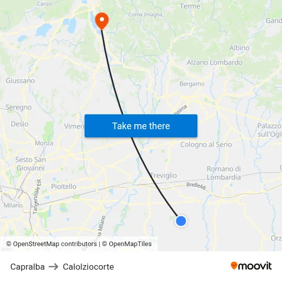 Capralba to Calolziocorte map