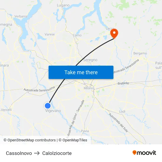 Cassolnovo to Calolziocorte map