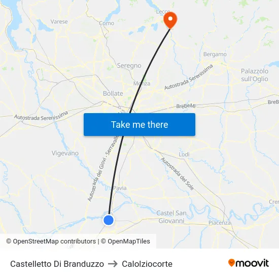 Castelletto di Branduzzo to Calolziocorte map