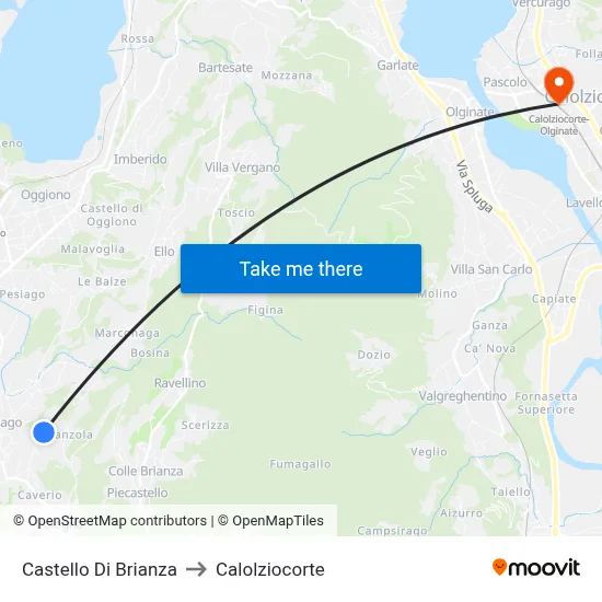 Castello di Brianza to Calolziocorte map