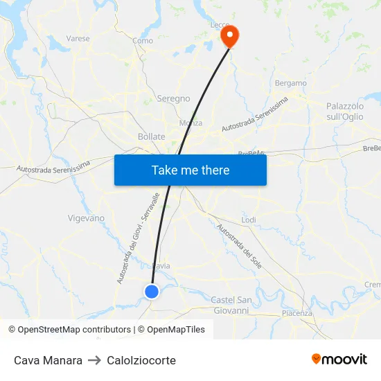 Cava Manara to Calolziocorte map