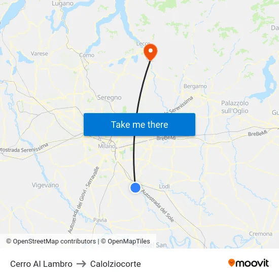 Cerro Al Lambro to Calolziocorte map