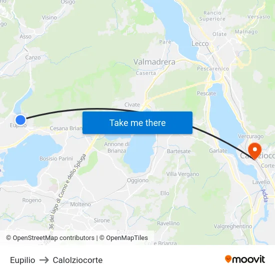 Eupilio to Calolziocorte map