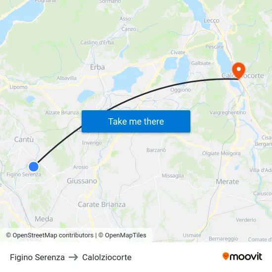 Figino Serenza to Calolziocorte map