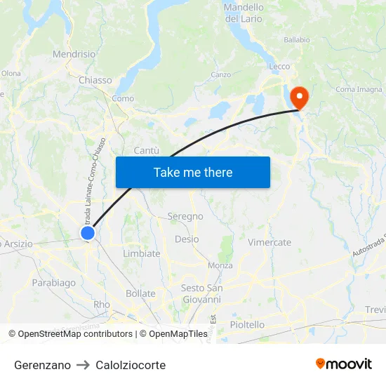 Gerenzano to Calolziocorte map