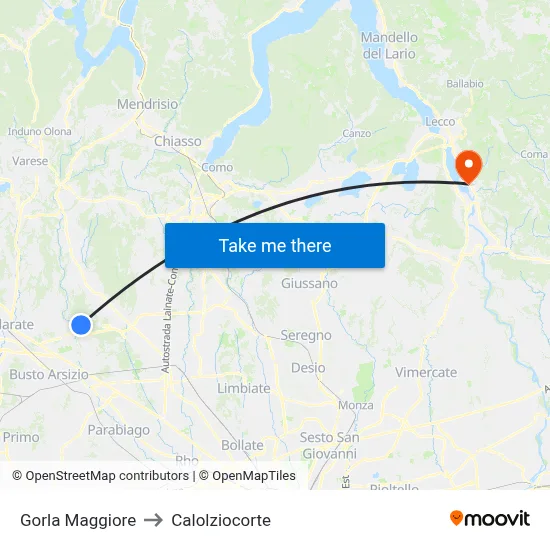 Gorla Maggiore to Calolziocorte map