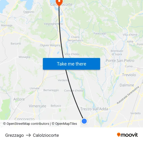 Grezzago to Calolziocorte map