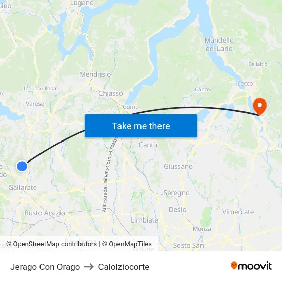 Jerago con Orago to Calolziocorte map