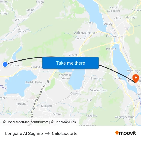 Longone Al Segrino to Calolziocorte map