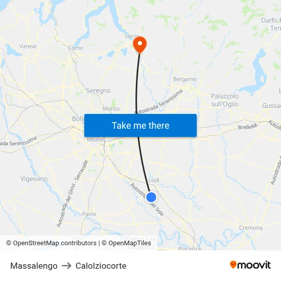 Massalengo to Calolziocorte map