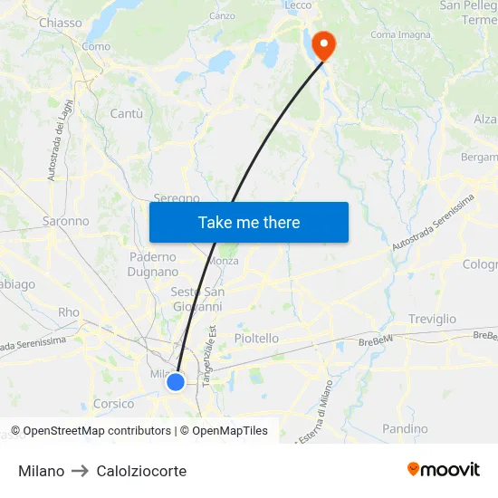 Milan to Calolziocorte map