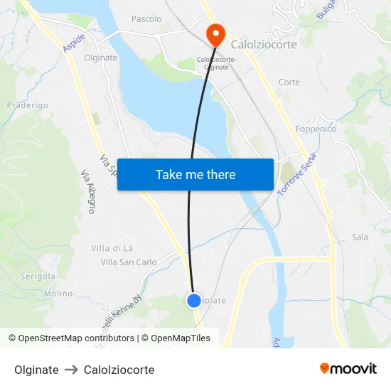 Olginate to Calolziocorte map
