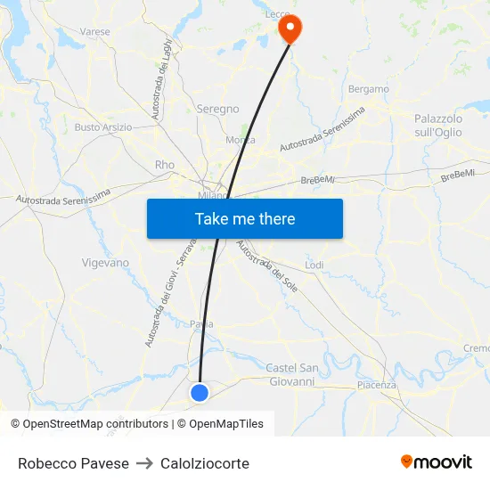 Robecco Pavese to Calolziocorte map